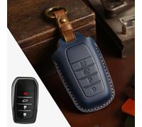 HomeVortex Leather Key Fob Cover Remote Control Protective Case Shell Skin For Toyota Land Cruiser Black Brown Blue Car Key Holder 4 Buttons 2016-2021(Blue)