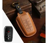 HomeVortex Leather Key Fob Cover Remote Control Protective Case Shell Skin For Toyota Land Cruiser Black Brown Blue Car Key Holder 4 Buttons 2016-2021(Brown)