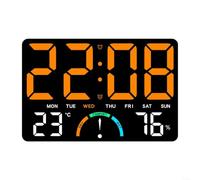 HomeVortex LED Digital Clock With Large Display For Wall Or Table, Includes Temperature, Humidity, Comfort Level, Countdown Timers, And Dual Alarms(orange)