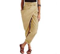 HomeVortex Lightweight Boho Harem Trousers for Summer Beach | Smocked high waist, loose fit silhouette, cuffed ankle hem, solid color pattern, medium stretch fabric