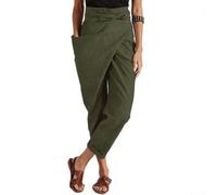 HomeVortex Lightweight Boho Harem Trousers for Summer Beach | Smocked high waist, loose fit silhouette, cuffed ankle hem, solid color pattern, medium stretch fabric