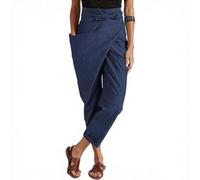 HomeVortex Lightweight Boho Harem Trousers for Summer Beach | Smocked high waist, loose fit silhouette, cuffed ankle hem, solid color pattern, medium stretch fabric