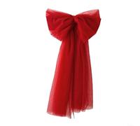 HomeVortex Mesh Yarn Christmas Tree Bowknot Decoration Large Holiday Tree Ornament Handmade DIY Decor For Indoor Home Party 75X35cm(Deep Red)