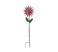 HomeVortex Metal Sunflower Wind Spinner With Solar Lights Garden Decoration Yard Art Weather Resistant Outdoor Lawn Ornament Stake Windmill Patio Decor Light Up Spin Flower Yard Stake(Red)