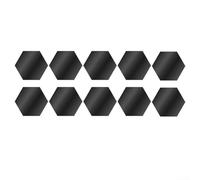 HomeVortex Mirror Wall Stickers 24pcs Golden Hexagon Acrylic Self-Adhesive Mosaic Tiles for Home Decor, Furniture, Arts and Crafts Projects(L 24pcs Black)