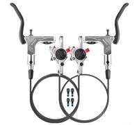 HomeVortex Mountain Bike Hydraulic Disc Brake Set with Dual Piston Bi-Directional Calipers, Aluminium Alloy Construction, 1450 x 800 mm Cables, Compatible with 160 mm(silver)