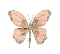 HomeVortex Multicolor Glitter Sequins Flannel Butterfly Designed For Christmas Tree And Holiday Decoration With Ready To Hang Lightweight And Elegant Design(Gold)