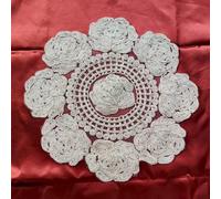 HomeVortex Neutral Flowers Lace Placemat 12.6 Inch Round Crochet Doily Table Cover Rustic Home Decor for Wedding Dining Beige