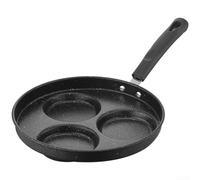 HomeVortex Nonstick Four-Hole Egg Frying Pan 23cm with Stone Coating for Omelettes and Breakfast Patties, Carbon Steel Compact Griddle, Ergonomic Handle, Compatible with Gas