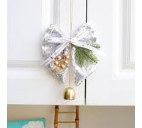 HomeVortex Pearl Glitter Bow Bell Pendant Holiday Tree Ornament Decorative Car Hanging Home Decor For Indoor Display(Silver)