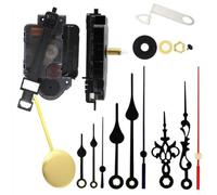 HomeVortex Pendulum Clock Movement Kit With 3 Hand Sets And Mounting Hardware, Step Mechanism For 4-8 Mm Panels, Max Pendulum Length 35 Cm, For Wall Clock Repair Or DIY Craft Projects