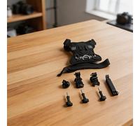 HomeVortex Pet Cat Vest Dual Camera Mount First-Person POV Rig for Action Cameras For DJI For Osmo GO3, Adjustable Chest Harness 1.5-6kg Cats, Black