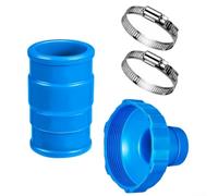 HomeVortex Pool Vacuum Hose Adapter Kit Compatible with 11238, 1.25" x 1.5" Connector for Above Ground Pool Skimmer Basket and Return Fountain, Includes 2 Clamps for For Easy Installation, Blue