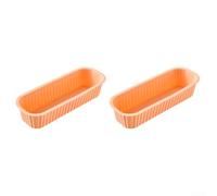 HomeVortex Rectangle Silicone Cake Molds Heat Resistant Non Bakeware Set for Bread Loaf Brownies Baking Pans Kitchen Tools 2 Pack(Orange)