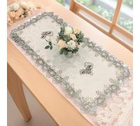 HomeVortex Rectangular Lace Tablecloth Dustproof Cover, Elegant Hollow Pattern Cloth Protector for Coffee Table, Desk, or Sideboard,for Home Decoration(60 * 120CM)
