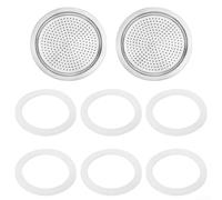 HomeVortex Replacement Funnel Filter and Gasket Seals for Moka Pot Espresso Maker Compatible with 2 3 6 Cup Sizes(6Cup)