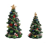 HomeVortex Resin Christmas Tree Decoration Set Hand-Painted Tabletop Holiday Ornaments With Glitter Festive Home Office Display Mantel Shelf Windowsill Decor 6.5x10 Cm And 7.5x13.5 Cm Green 2 Pieces