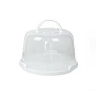 HomeVortex Reusable Cake Box with Foldable Handle, 28x23x17.5cm Tall Plastic Dessert Container with Secure Clasp for Birthday Cakes and Cupcakes, Pink(white)