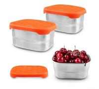HomeVortex Reusable Stainless Steel Snack Box Set with Silicone Lid, 230ml Leakproof Food Containers for School Lunch Picnic, Dishwasher Safe for mini Canister for Dips Sauces Spices, Orange