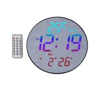 HomeVortex RGB Wall Clock with Light Sensor Auto Brightness, Wireless For Perpetual Calendar Display, USB-C Powered Digital Timer for Home Office Study, Plastic(D)