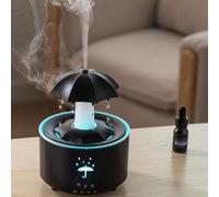 HomeVortex Rotating Umbrella Aromatherapy Humidifier With Raindrop Effect,7-Color LED Lighting, Adjustable Rainfall Settings And Essential Oil Diffuser For Home Or Office Atmosphere Control
