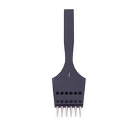 HomeVortex Round Hole Leather Punch Tool Replaceable Head Steel Chisel 0.8-1.3mm Various Stitch Types Saddle Baseball Cross Stitch Leathercraft Pricking Iron(4mm6 Tooth)