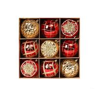 HomeVortex Shatterproof Christmas Ball Ornaments 9 Pack Tree Decorations Holiday Hanging Baubles Plastic Glitter Finish Red Gold Black White(Red goldA)