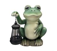 HomeVortex Solar Garden Statue Frog Resin Outdoor Decor, Weatherproof Lawn Ornament with Auto Light for Yard Patio Pathway, Green 17x12x22cm