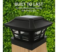 HomeVortex Solar Post Cap Lights Renaissance Style LED Landscape Lighting IP44 Waterproof for Garden Deck Fence Posts Automatic Dusk Dawn(Black leaves)