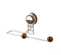 HomeVortex Suction Cup Paper Roll Holder, Removable Towel Storage Stand for Bathroom Kitchen, No Drill ABS Stainless Steel Wood Hand Towel Dispenser for Humid Environments, Brown(Brown)