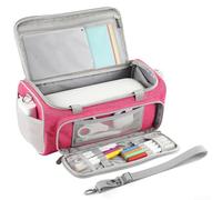 HomeVortex Waterproof Carrying Case for Cricut Joy Xtra, Portable Storage Bag with Shoulder Strap, Multiple Pockets for Accessories, Dustproof Scratch-Resistant Organizer, Grey(Pink)