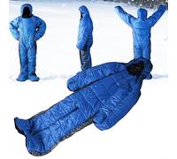 HomeVortex Wearable Ultralight Human-Shaped Sleeping Bag,with Breathable Cotton Filling and Polyester Lining,for Winter Camping Hiking and Outdoor Adventures(M Blue-gray)