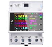 HomeVortex WiFi Energy Meter 100A DIN Rail, LCD Display Voltage Current Power Monitor, Remote Control Timer Overload Protection for Life App, AC 85-265V
