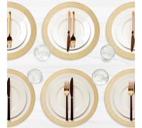 Homewear Placemats Set of 6 - Round 15” Faux Leather Table Mats for Dining, Heat Resistant & Non-Slip Washable Table Decor, Indoor, Outdoor, Dining Table Set for 6, Modern Kitchen & Holiday Use, Gold