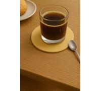 Homewear Set of 8 Morgan Faux Leather 4 Inch Round Coasters, Heat & Water Absorbent, Natural Style, Drinks Tabletop Home Dinning, Beige