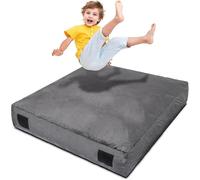 Homewell 5 x 5 Ft Crash Pad - Soft Velvet Cover Sensory Crash Pad for Kids with Durable Shock-Absorbing Foam, Machine Washable Cover, Ultimate Comfort and Safety for Kids, Adults and Pets (Gray)