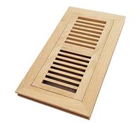 Homewell White Oak Wood Floor Register Vent, Flush Mount with Frame, 4x10 Inch, Unfinished