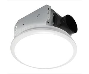 Homewerks Worldwide 7141-80 Bathroom Fan Integrated LED Light Ceiling Mount Exhaust Ventilation, 1.1 Sones, Round 80 CFM