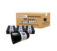 HOMEWISE 500 Heavy Duty Bin Bags | Bin Liners Heavy Duty Bin Bags 100L | Extra Strong Black Refuse Sacks for Rubbish Eco-Friendly Recycled Material | Large Bin Liners for Home, Office, Restaurant
