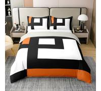 Homewish 100% Cotton Blue Black and White Striped Duvet Cover Single Size Geometry Square Abstract Quilt Cover Modern Geometric Stripes Bold Lines Bedding Set Minimalist Stylish Plaids Bed Set