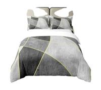 Homewish 100% Cotton Modern Geometric Duvet Cover King Grunge Black White Grey Bedding Set for Teen Boys Men Abstract Gold Lines Comforter Cover Irregular Graphic Quilt Cover 2 Pillow Cases