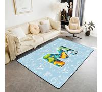 Homewish 3D Dinosaur Area Rug 150x200 cm Cartoon Initial Letter M Rug For Bedroom Living Room Jungle Animals Carpet Decor Cute Dino Indoor Floor Mat Non Slip