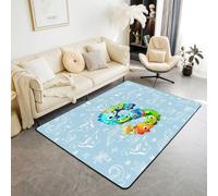 Homewish 3D Dinosaur Area Rug 150x200 cm Dino Initial Letter S Rug For Bedroom Living Room Cute Dinosaurs Carpet Decor Wildlife Style Decor Indoor Floor Mat Non Slip