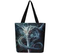 Homewish 3D Dragon Canvas Tote Bag Sword Dragon Handbag, Cool Animal Fire Dragon Theme Reusable Multipurpose Bag