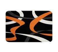Homewish Abstract Black Orange Bathroom Rug Non Slip Dark Grey White Striped Bath Mat 20"X32" Geometric Stripes Door Mat For Kids Boys Adults Men Modern Fashion Entrance Rug Room Decor