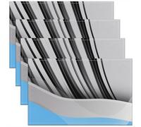 Homewish Abstract Geometric 4 PCS of Placemats 12x18 Striped Waves Place Mat for Dining Table Modern Simple Minimalist Art Non Slip Table Mats Contemporary Grey Blue
