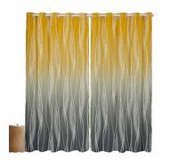 Homewish Abstract Ombre Window Curtains Dark Grey And Yellow Curtains & Drapes 46" Wx54 L Gradient Geometric Blackout Curtains Modern Silver Striped Wavy Line Window Treatments 2 Panels