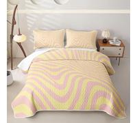 Homewish Abstract Zebra Stripes Quilted Bedspread Set King