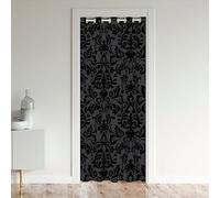 Homewish Adults Grey Black Damask Grey Blackout Curtain Antique Victorian Baroque Door Curtain Gothic Vintage Floral Doorway Curtain Bohemian Exotic Privacy Door Drape, 1 Panel, 52" W X 80" L, Gray