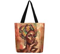 Homewish African American Black Girl Canvas Bag African Women Canvas Tote Bag, Cool Afro Woman Reusable Grocery Bag